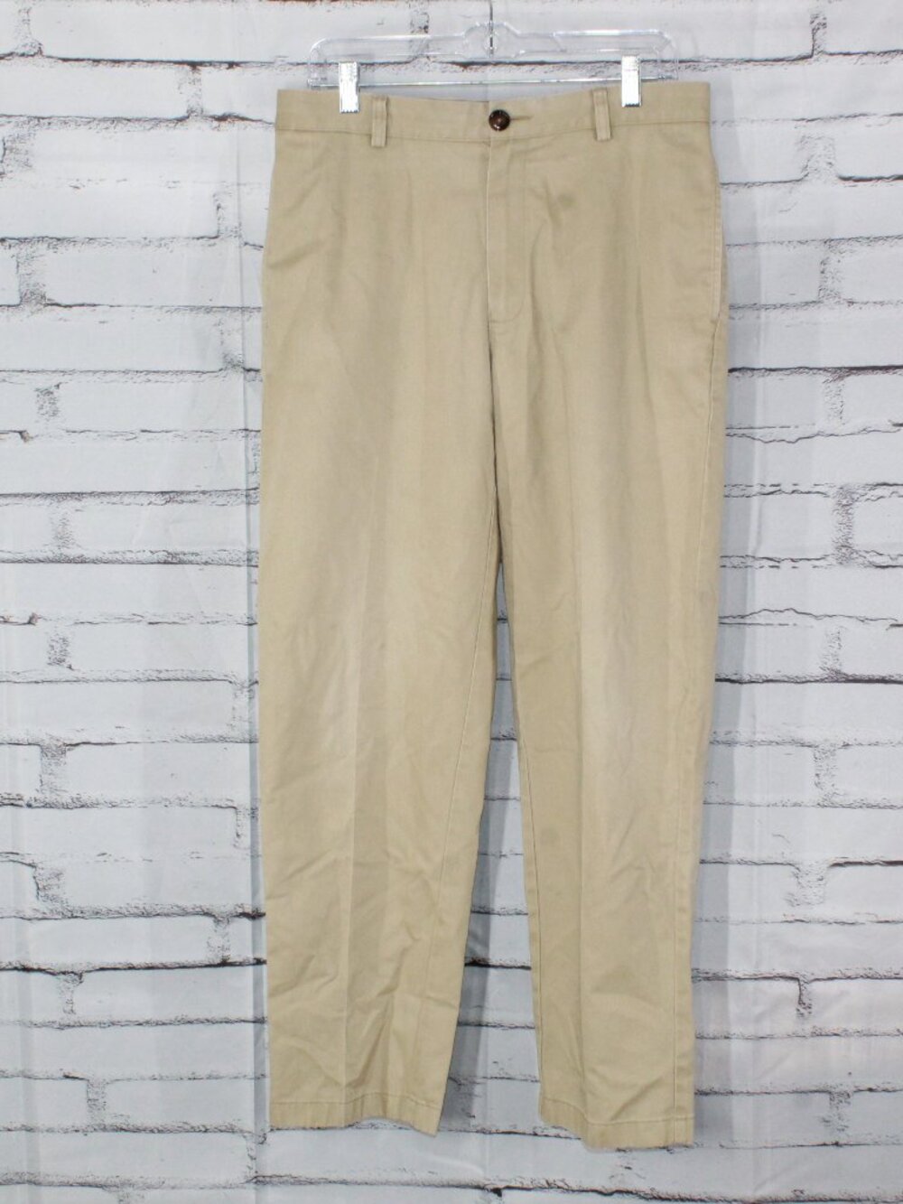 LL Bean Wrinkle Free Double L Chinos Classic Fit Plain Front Khaki Preppy 32x30
